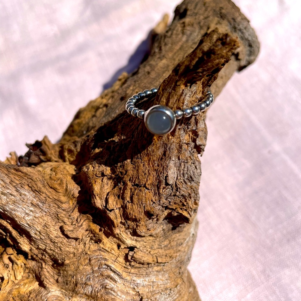 Pandora birthstone ring, April Opaque Milky White, size 8.75